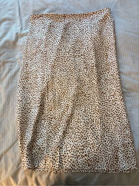 J. Crew Cream and Brown Leopard-Print Skirt